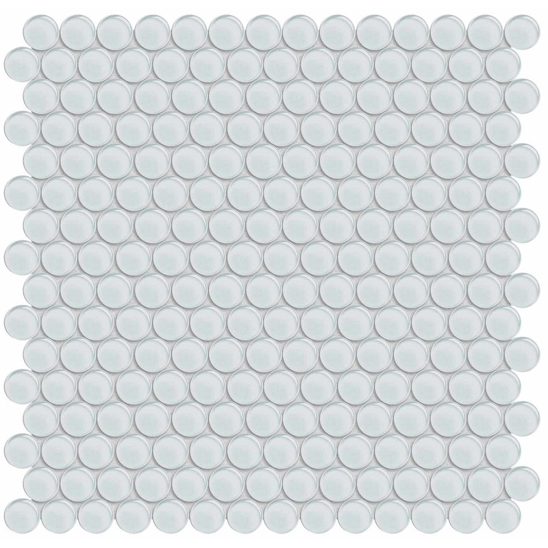 Element Ice Penny Round Glass Mosaics. 1 Sheet = .96 Sq. Ft. (35-098)