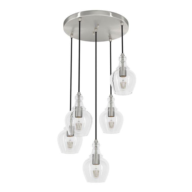 Five Light Cluster from the Maple Park Collection in Brushed Nickel Finish by Hunter