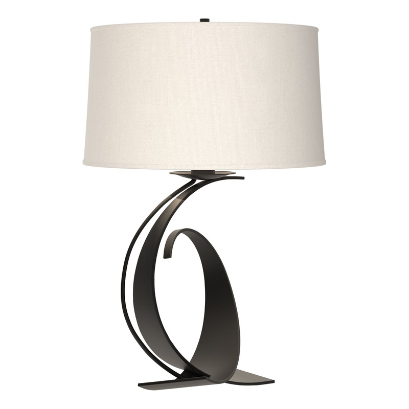 Fullered Impressions Large Table Lamp Black Natural Anna Shade (SF)