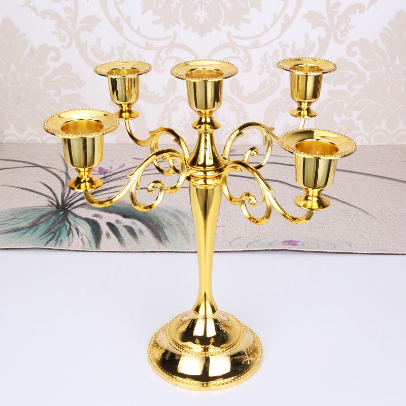 Gold Elegant Metal Candelabra 5 Arm Candle Holder –  Decorative Candelabra for Home, Weddings, Events