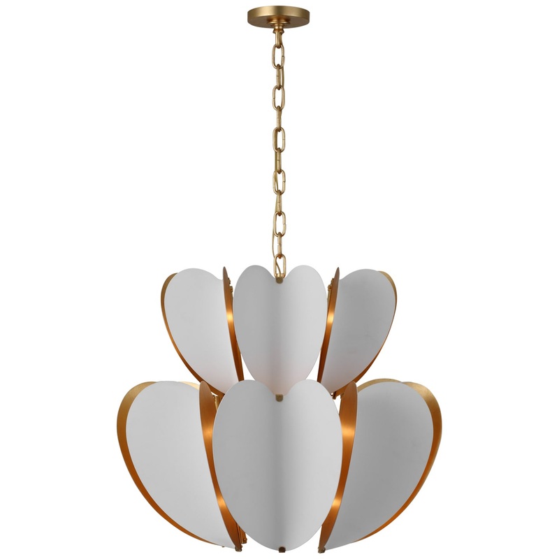 LED Chandelier from the Danes Collection in Matte White And Gild Finish by Visual Comfort Signature