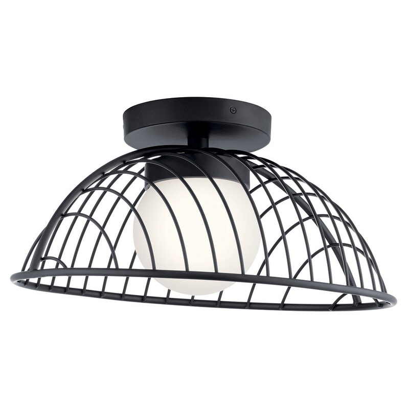 LED Semi Flush Mount from the Clevo Collection in Matte Black Finish by Kichler