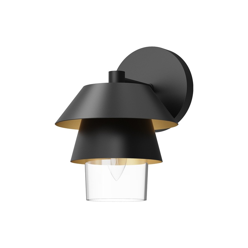 One Light Wall Sconce from the Tetsu Collection in Brushed Gold/Clear Glass|Matte Black/Clear Glass Finish by Alora