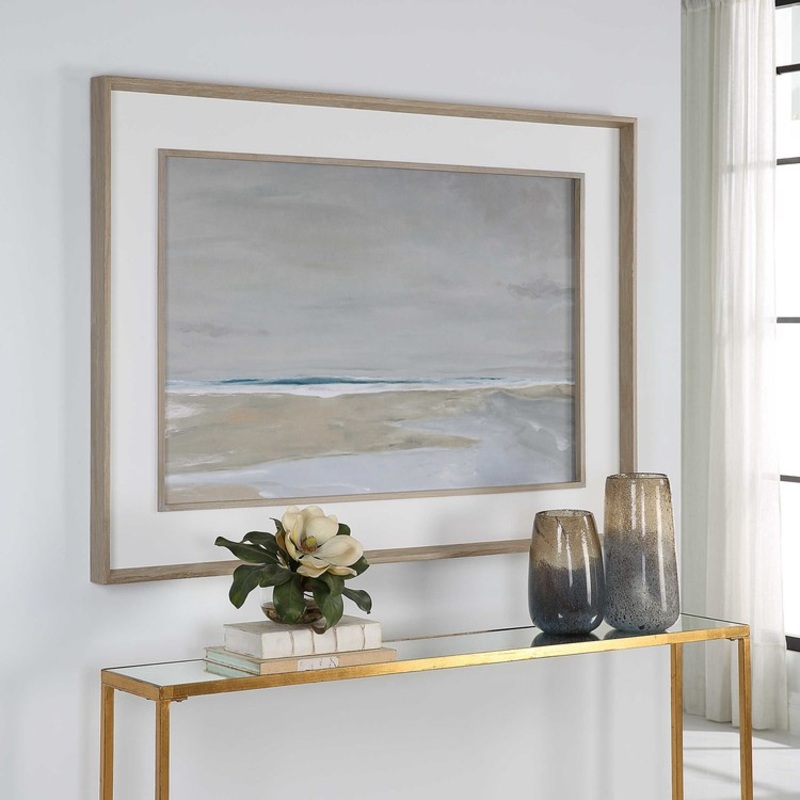 Wall Art Framed Print Oregon Coast 56 x 41 Inch Natural Pine Frame Paper/Wood