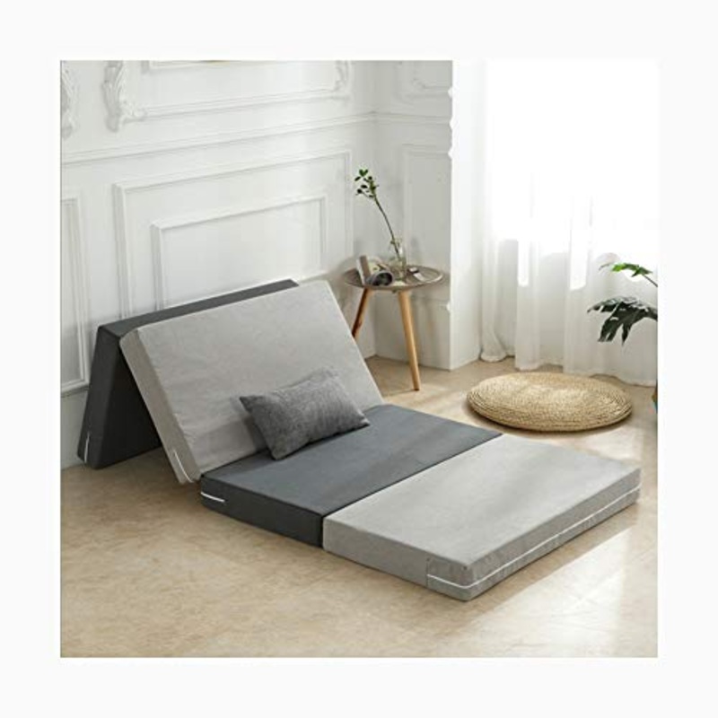 YANGLY 8 Centimetri di Spessore Materasso Pieghevole Multifunzione 4 Fold Materasso for I Giochi di Gioco, Picnic, Yoga, Tatami (Color : Striped Gray, Size : 47x79inch)