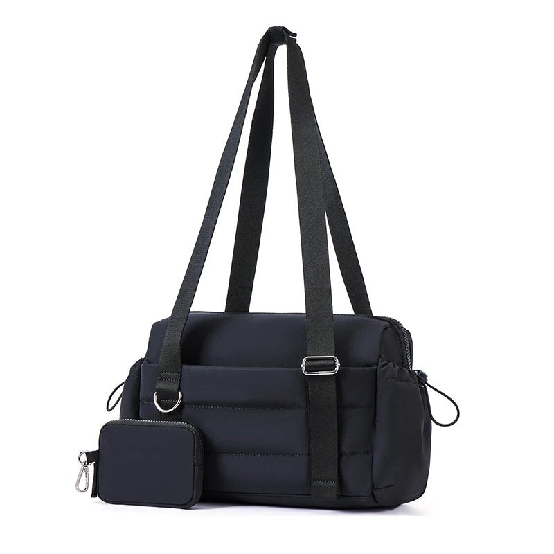 Black Chic Women’s Mini Gym Duffel Bag – Lightweight Nylon Shoulder Tote with Wet Pocket, Multiple Compartments & Removable Pouch