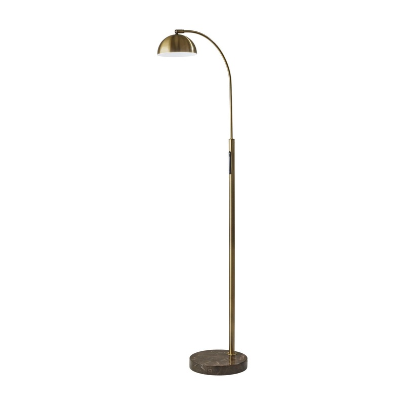 Bolton LED Floor Lamp with Smart Switch Antique Brass