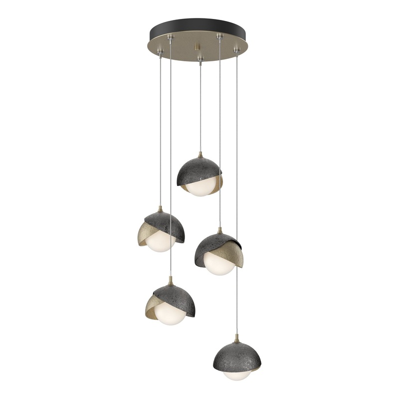 Brooklyn 5-Light Double Shade Pendant Soft Gold Ink