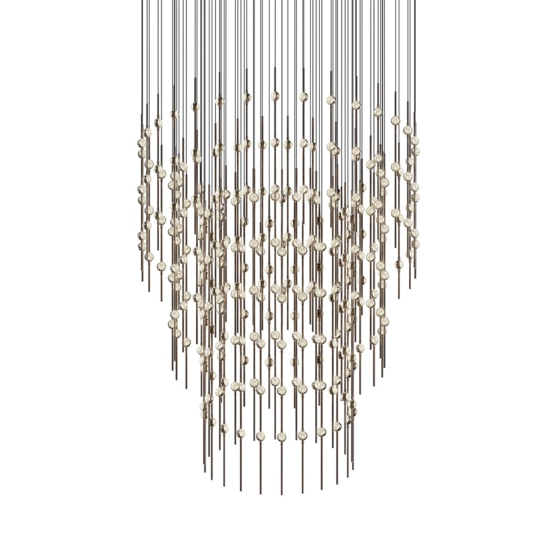 Constellation 48″ Centaurus Pyramid LED Pendant Espresso Black with Clear Faceted Acrylic 2700K