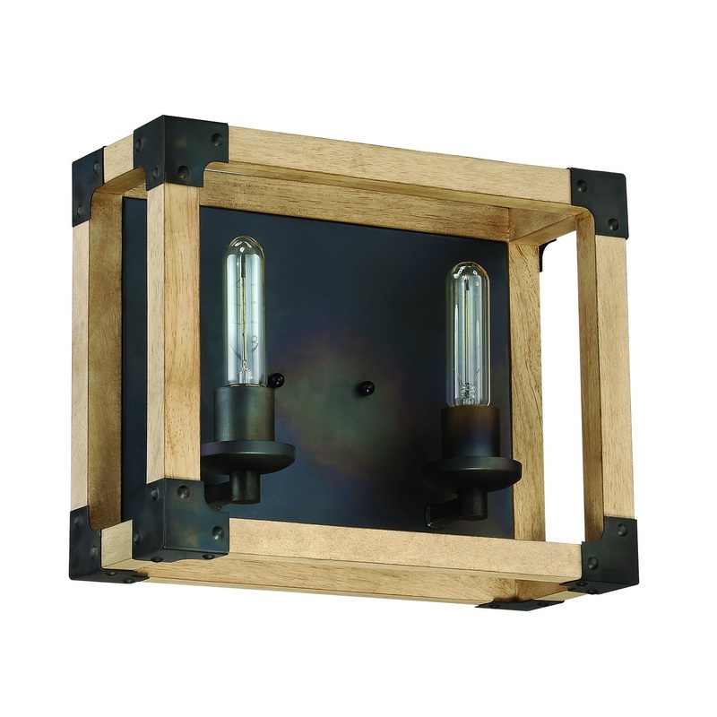 Craftmade 41502-FSNW Cubic Two Light Vanity Fired Steel/Natural Wood (Discontinued)