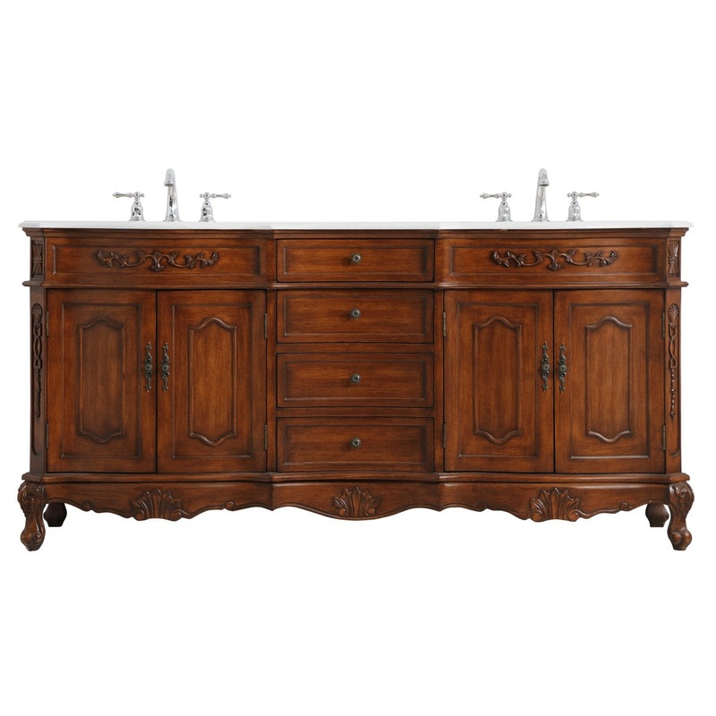 Elegant Lighting VF10172DTK-VW Danville Double Bathroom Vanity Teak