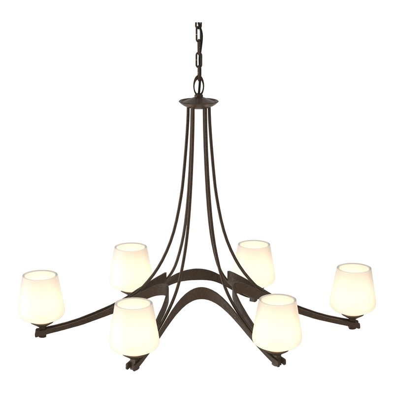 Oval Ribbon 6-Arm Chandelier Bronze