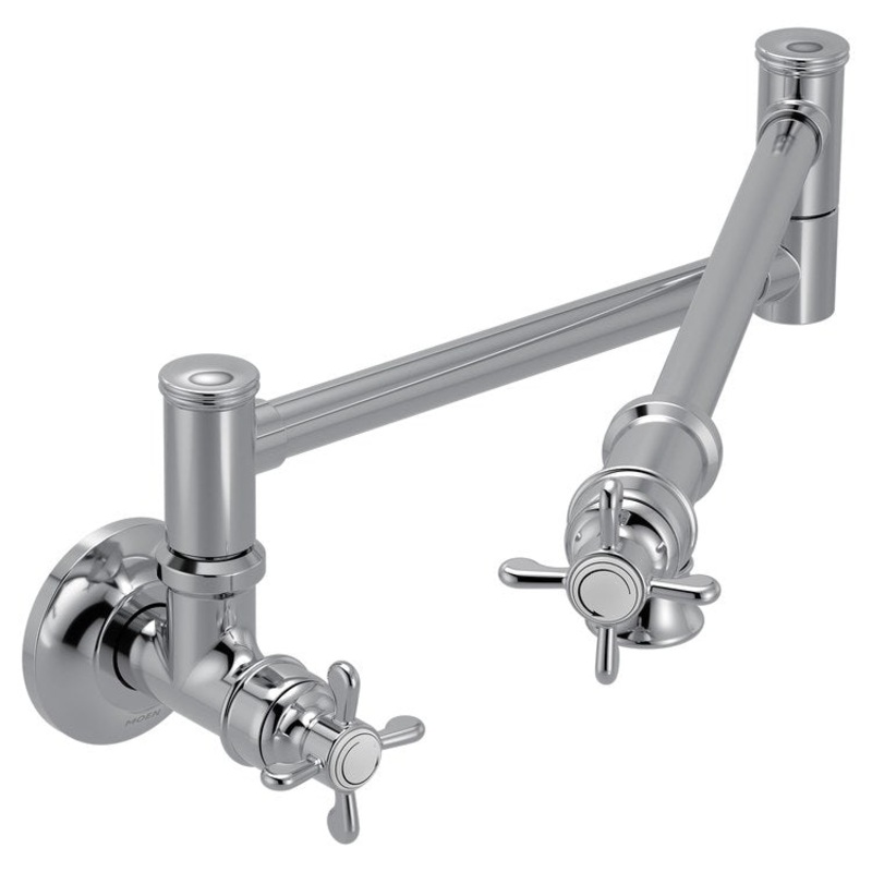Pot Filler Weymouth Traditional 2 Lever ADA Chrome 1 Hole 5.5 Gallons per Minute