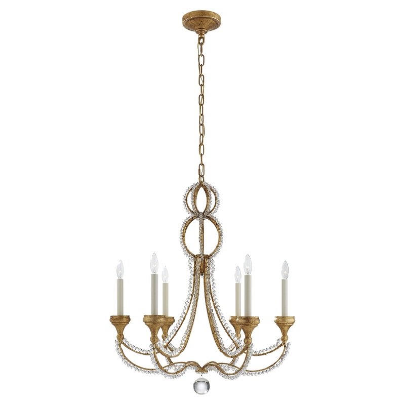 Six Light Chandelier from the Milan Collection in Venetian Gold Finish by Visual Comfort Signature