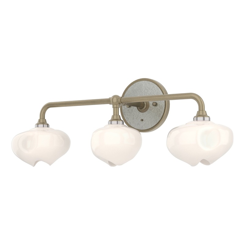 Ume 3-Light Curved Arm Bath Sconce Soft Gold Sterling
