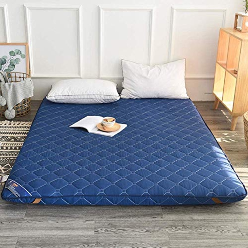 Z&HA Materasso Futon Caldo Spesso, Materasso Futon Memory Foam, Materasso Letto Pieghevole con Cuscino Antiscivolo,Blu,90x200cm