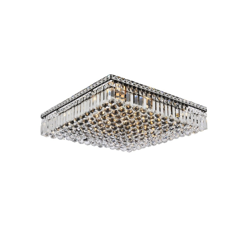 13 Light Flush Mount from the Maxime Collection in Black And Clear Finish by Elegant Lighting