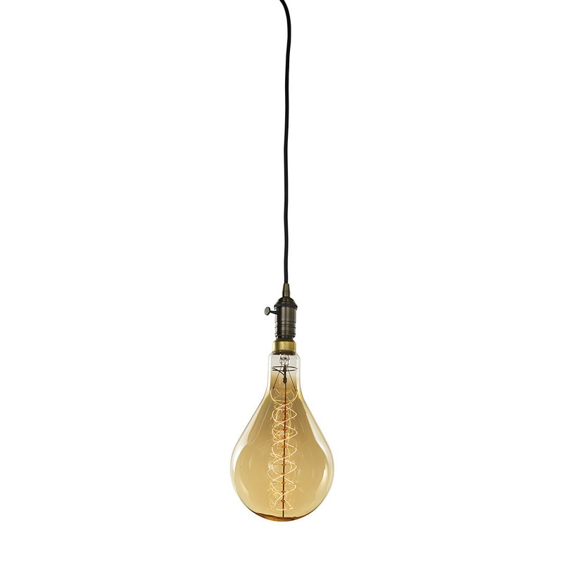 60W Pear Shaped Grand Nostalgic Spiral E26 120V W/ Vintage Warm Gold Pendant Pendant by Bulbrite
