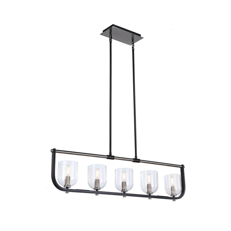 Cheshire Linear Chandelier – Black & Nickel
