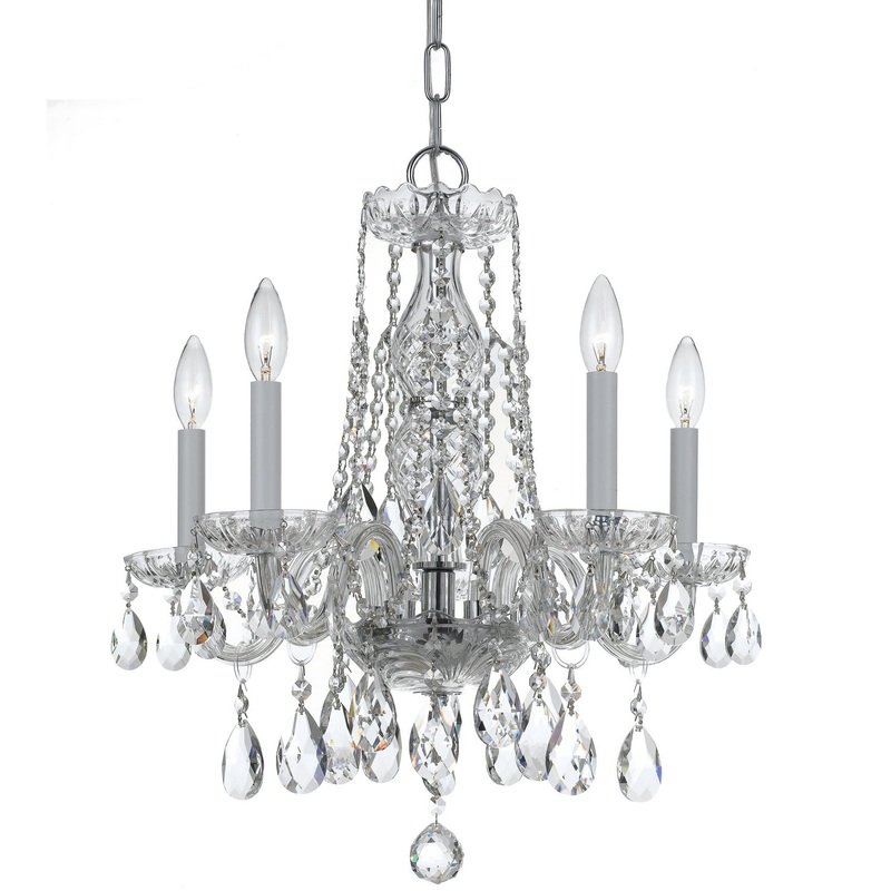 Crystorama 1061-CH-CL-SAQ Traditional Crystal Five Light Mini Chandelier Polished Chrome