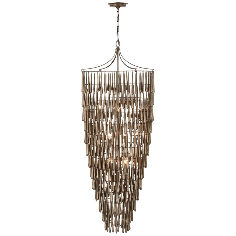 LED Chandelier from the Vacarro Collection in Antique Bronze Leaf Finish by Visual Comfort Signature