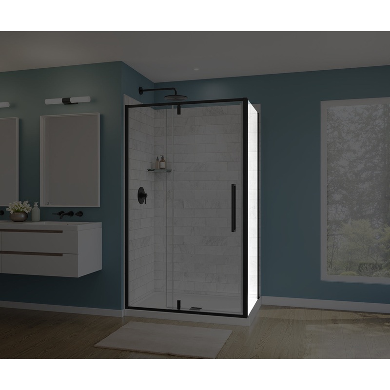 MAAX 135328-900-340-000 Uptown Return Panel for 36 in. Base with Clear glass in Matte Black