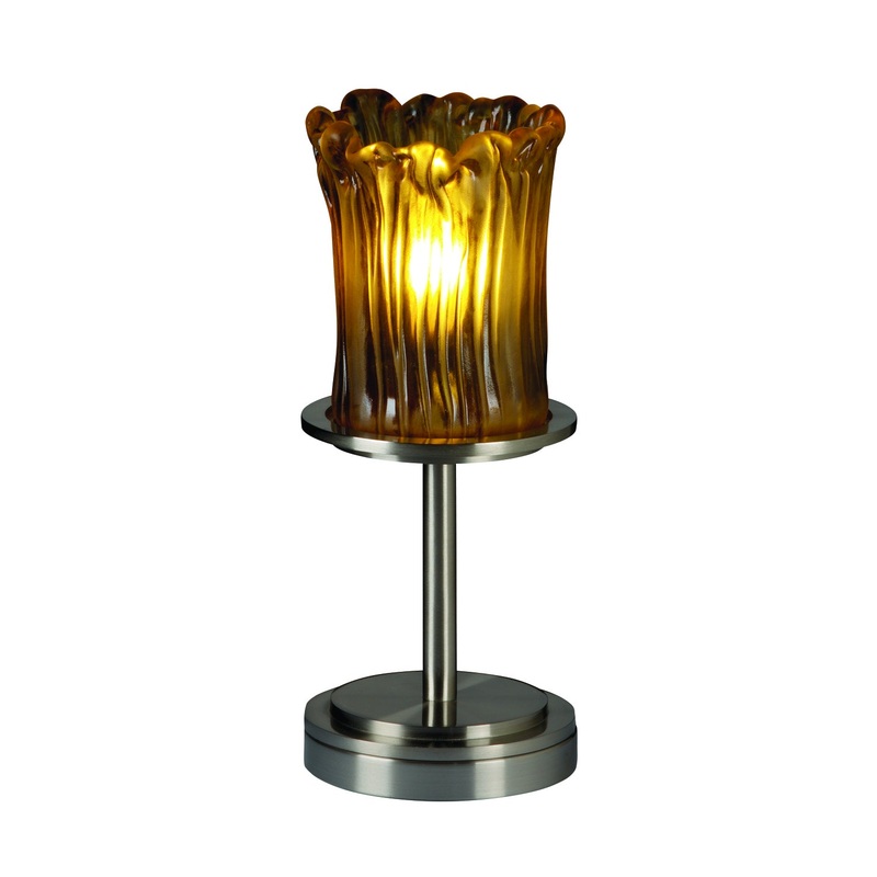 One Light Table Lamp from the Veneto Luce Collection in Brushed Nickel Finish by Justice Designs