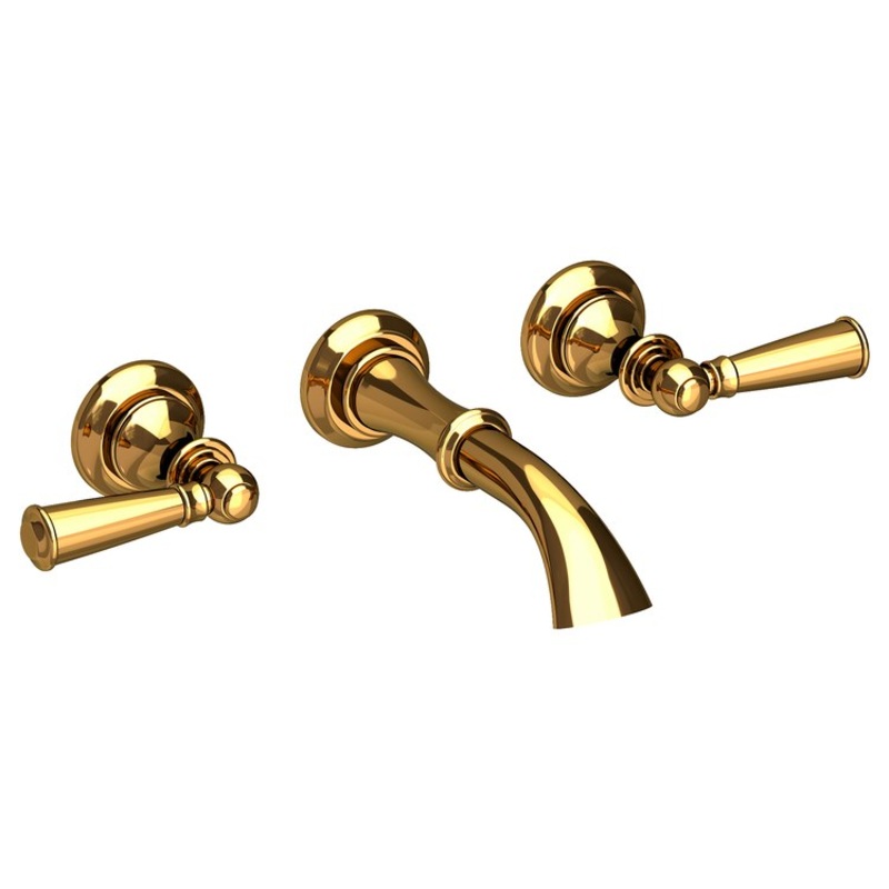 Sutton Two Handle Wall-Mount Bathroom Faucet with Lever Handles – Polished Gold PVD