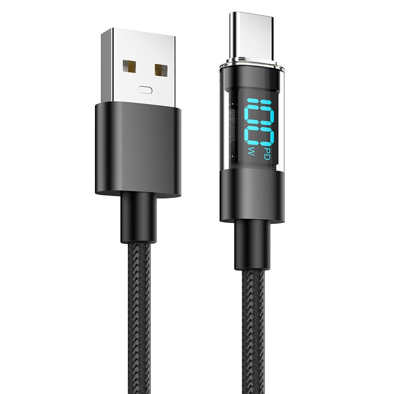 2 Meter USB To Type-C 4-Piece Set 1m 100W Super Fast Charge Transparent Aluminum Shell Digital Display Data Cable – USB Type-C Fast Charge Cable