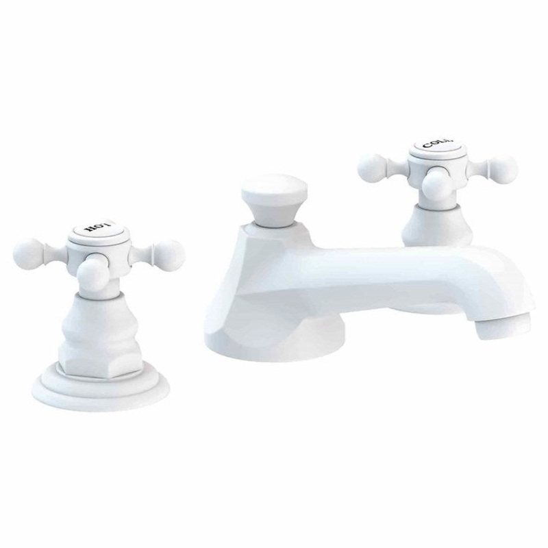 Lavatory Faucet Astor Widespread 8 to 20 Inch Spread 2 Cross ADA Matte White 1.2 Gallons per Minute Brass Spout Height 1-7/16 Inch