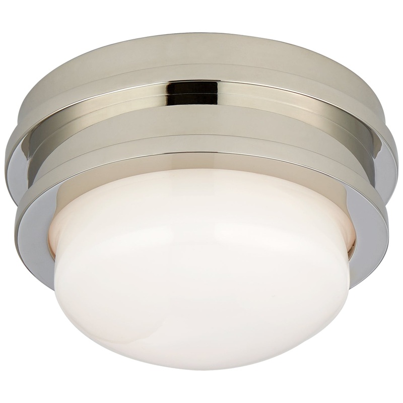LED Flush Mount from the Launceton Collection in Polished Nickel Finish by Visual Comfort Signature