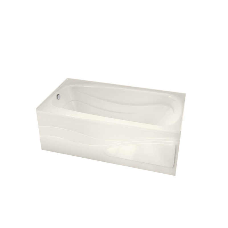 MAAX 102201-L-103-007 Tenderness 6032 Acrylic Alcove Left-Hand Drain Aeroeffect Bathtub in Biscuit
