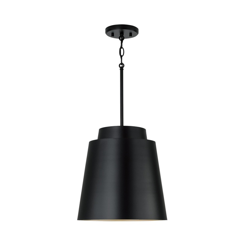 One Light Pendant from the Pratt Collection in Matte Black Finish by Capital Lighting