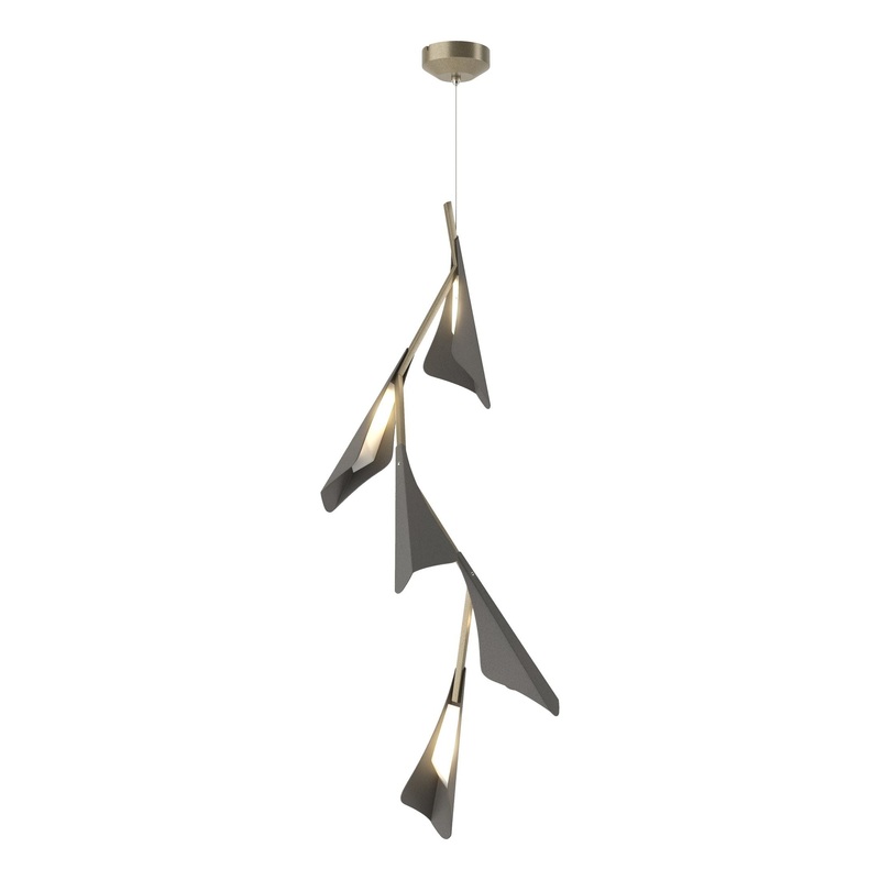Plume 5-Light LED Pendant Soft Gold Natural Iron