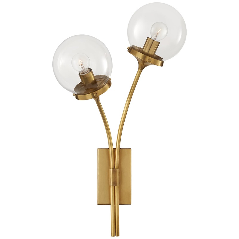 Two Light Wall Sconce from the Prescott Collection in Soft Brass Finish by Visual Comfort Signature