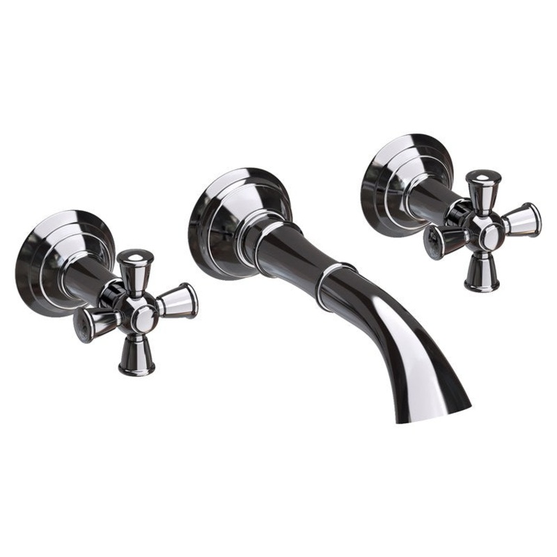 Aylesbury Two Handle Wall-Mount Bathroom Faucet – Midnight Chrome