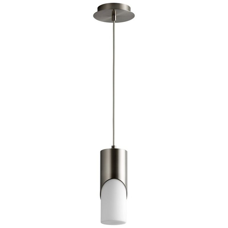 Ellipse Single-Light Short 3.5″ Mini Pendant with Glass Shade – Satin Nickel