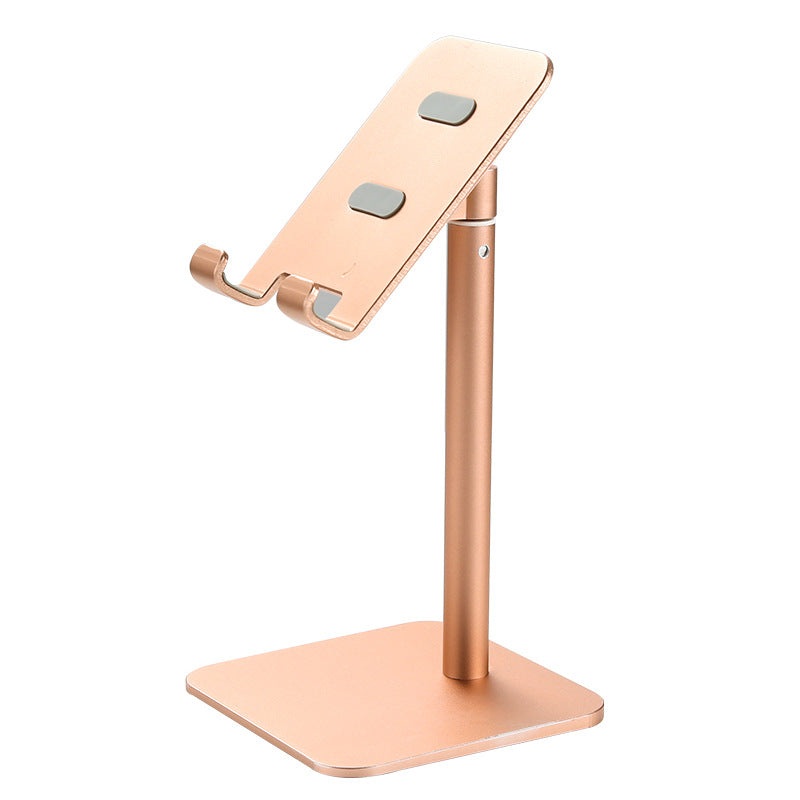 Gold Adjustable Aluminum Alloy Phone and Tablet Stand – Telescopic Desktop Holder for Live Streaming and Hands-Free Use