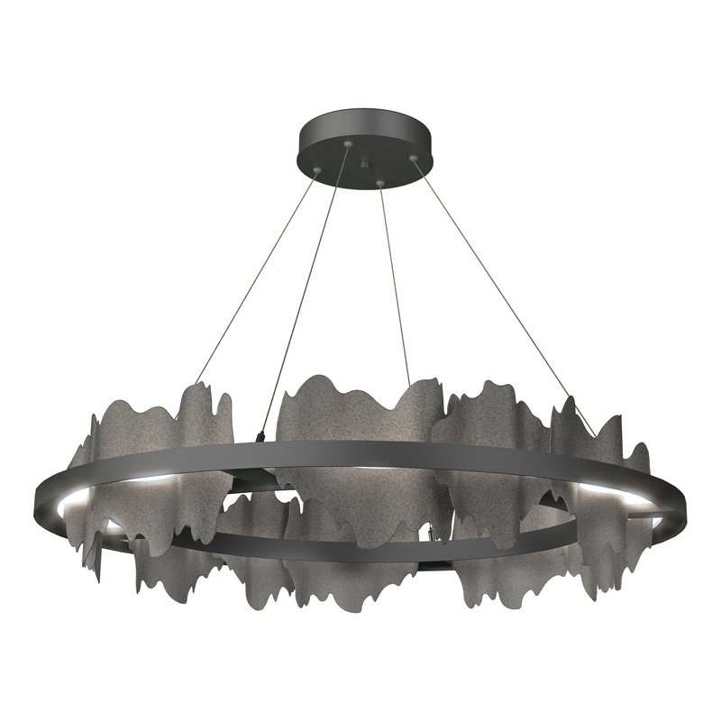 Hildene Circular LED Pendant Black Natural Iron