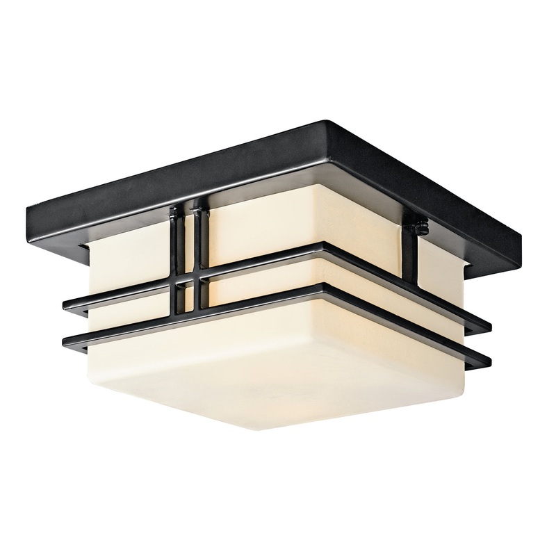 Kichler 49206BK Two Light Outdoor Ceiling Mount, Black