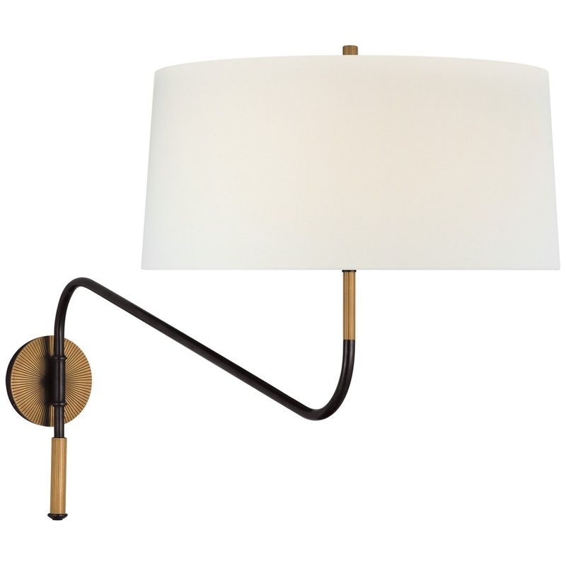 LED Swinging Wall Light from the Canto Collection in Bronze And Brass Finish by Visual Comfort Signature