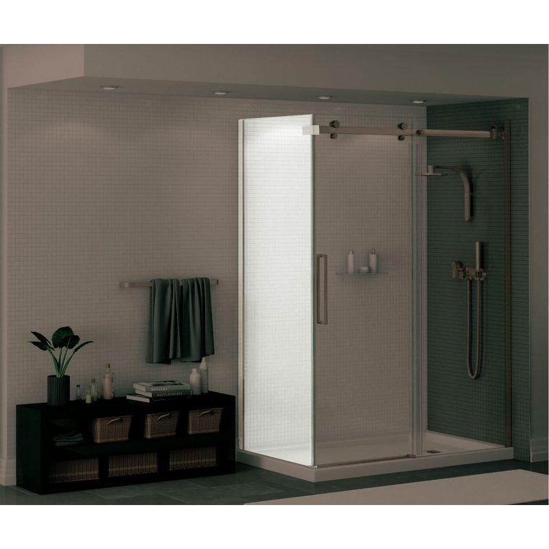 MAAX 139394-900-305-000 Halo Return Panel for 42 in. Base with Clear glass in Brushed Nickel