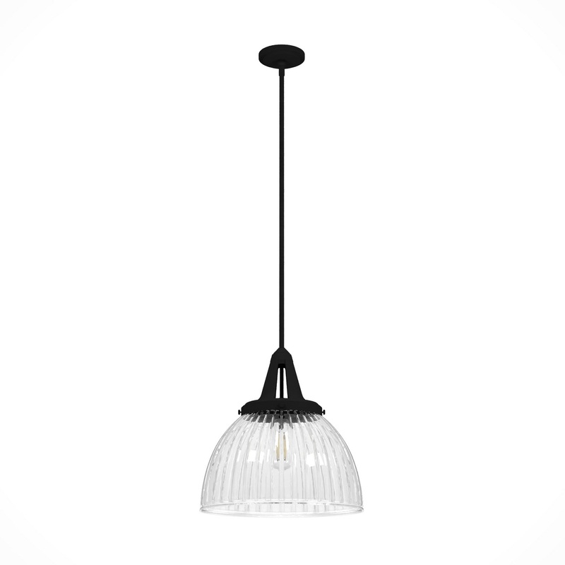 One Light Pendant from the Cypress Grove Collection in Natural Black Iron Finish by Hunter