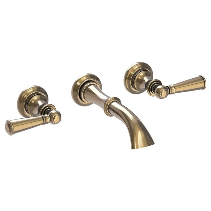 Sutton Two Handle Wall-Mount Bathroom Faucet with Lever Handles – Antique Brass