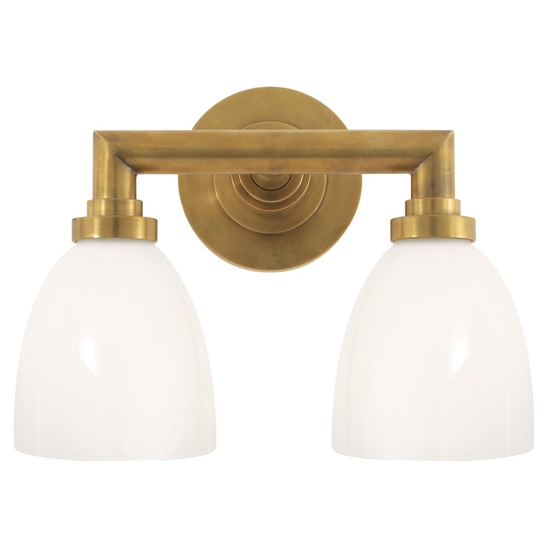 Two Light Bath Sconce from the Wilton Collection in Hand-Rubbed Antique Brass Finish by Visual Comfort Signature