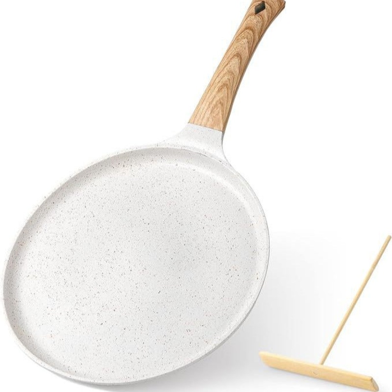 White 20cm Non-Stick Crepe Pan – Versatile Flat Skillet for Pancakes, Omelettes & Tortillas