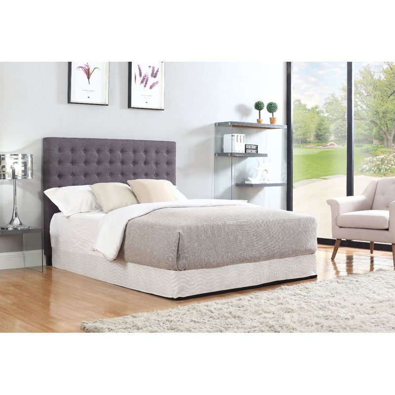 Bed Head King Charcoal Headboard Upholstery Fabric Tufted Buttons