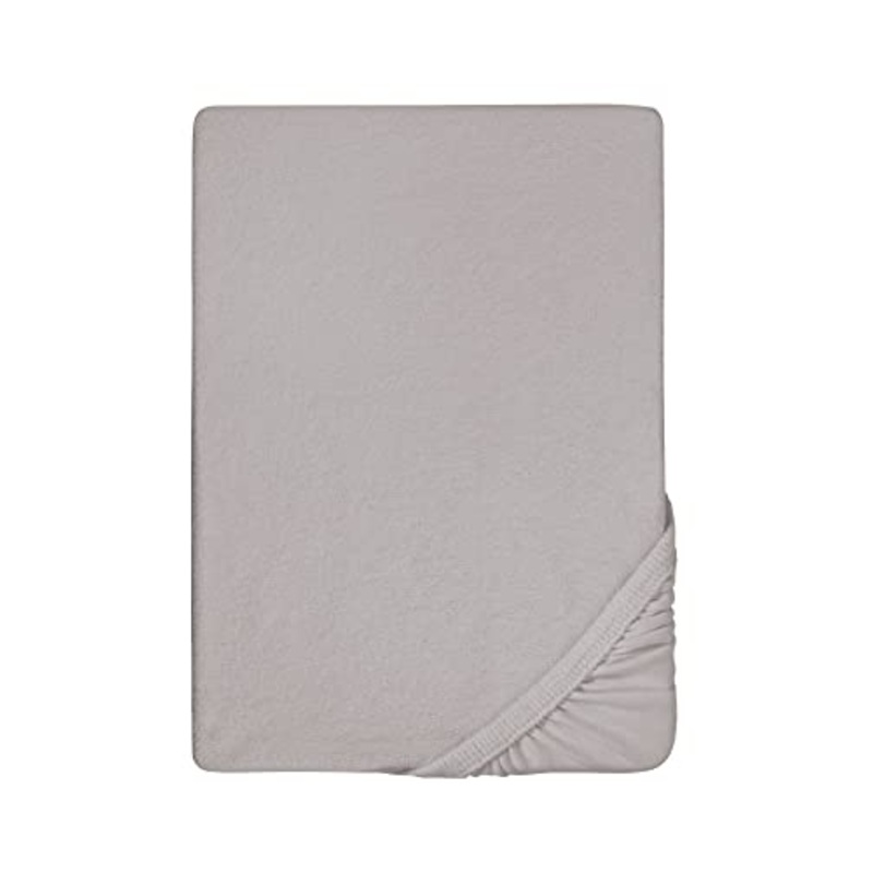Biberna 0012344 Lenzuolo Frottee-Stretch (Altezza Materasso max. 22 cm) 1X 90X190 cm > 100X200 cm, Grigio Tempesta