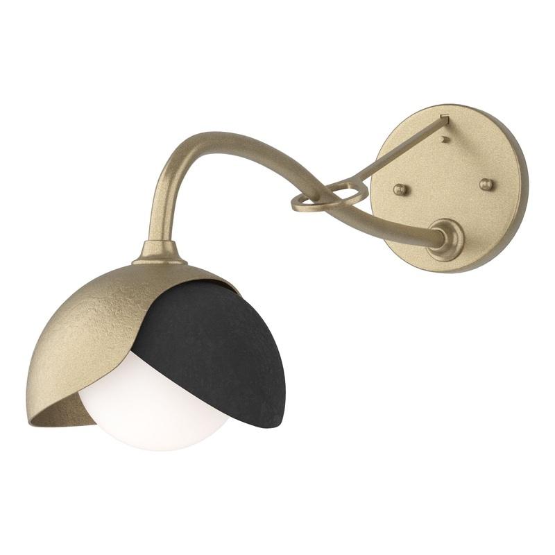 Brooklyn 1-Light Double Shade Long-Arm Sconce Soft Gold Black