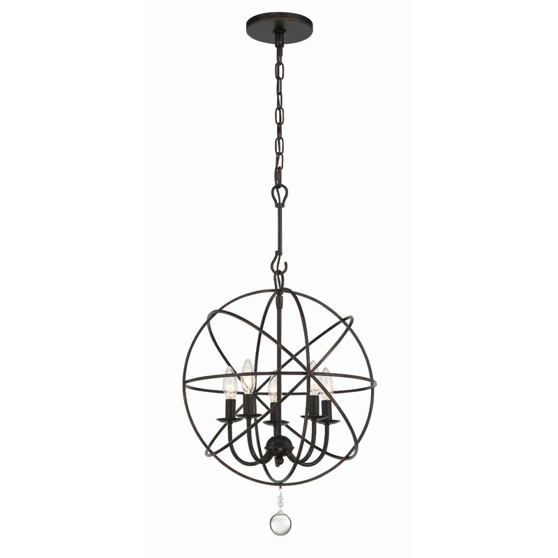 Crystorama 9224-EB Solaris Five Light Mini Chandelier English Bronze